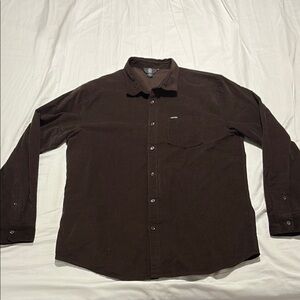 Volcom Brown Casual Button Down Shirt Relaxed Fit